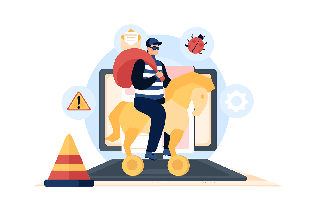 Hacker Riding a Trojan Horse